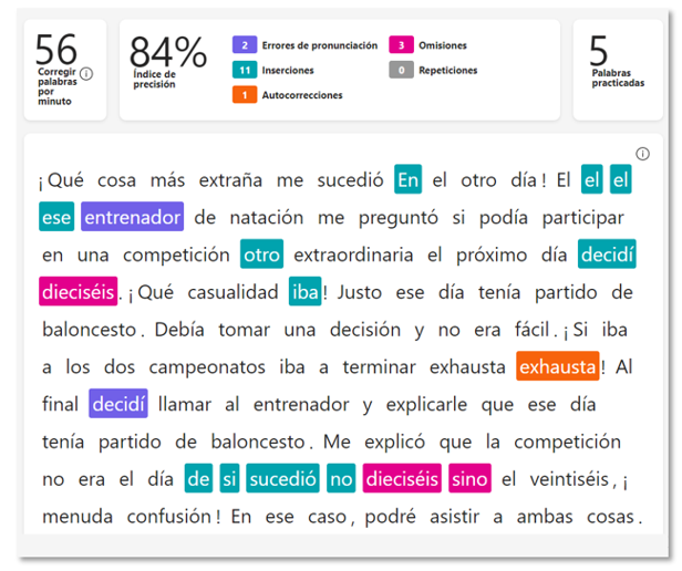 Pasaje de lectura autocorregido