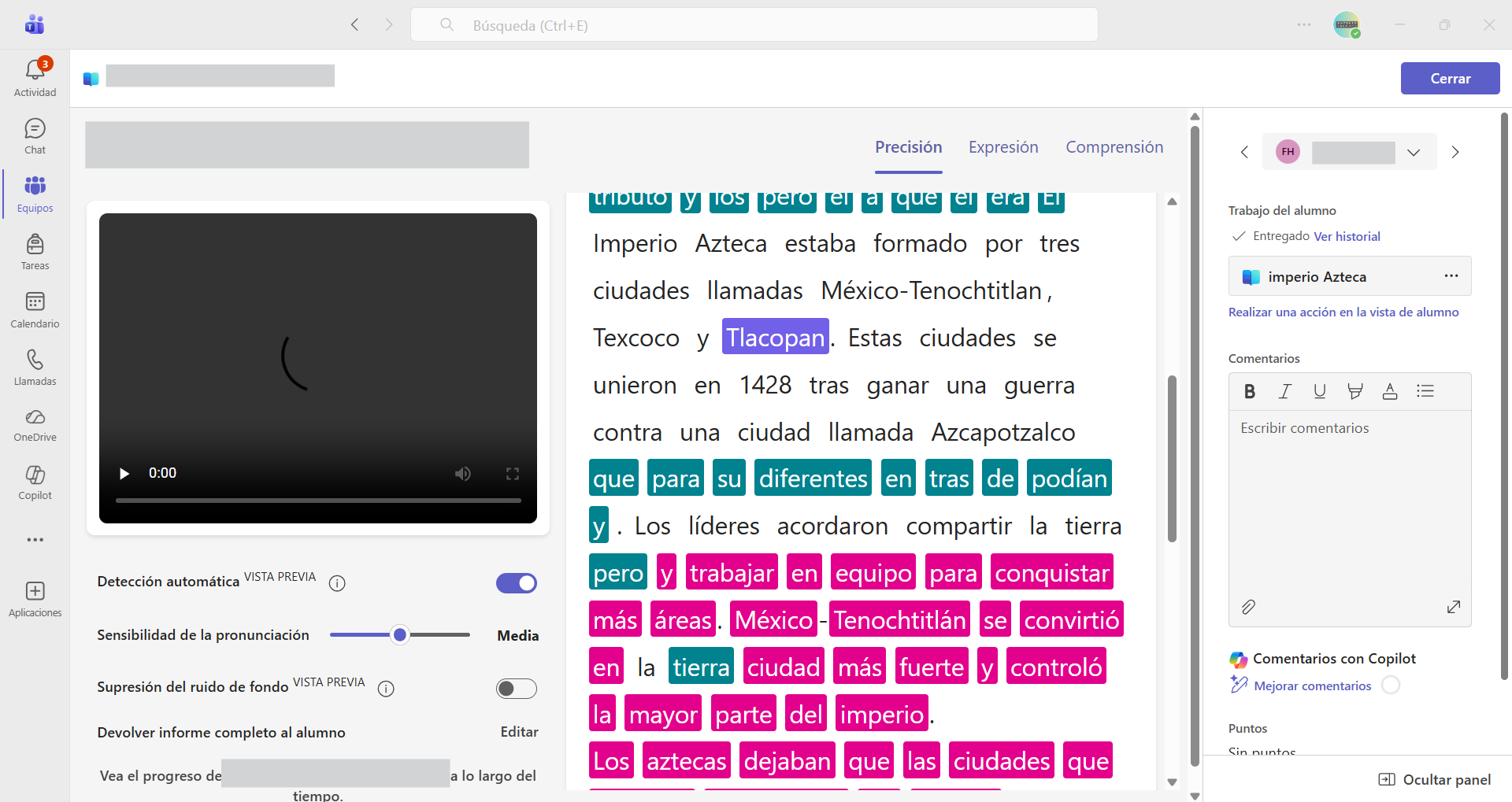 Captura de pantalla que muestra la corrección automática de progreso de lectura.