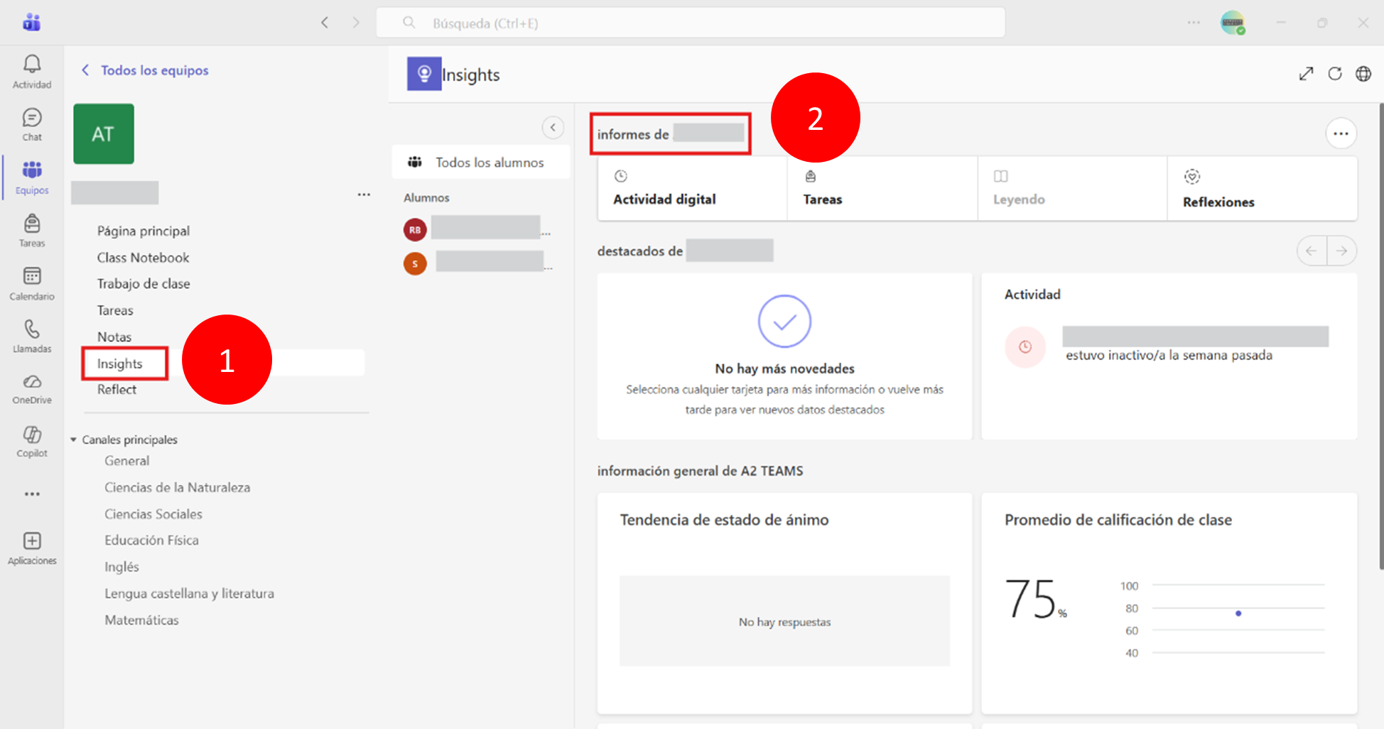 Captura de pantalla acceso a informes