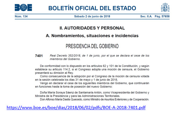 Cese de los Ministros