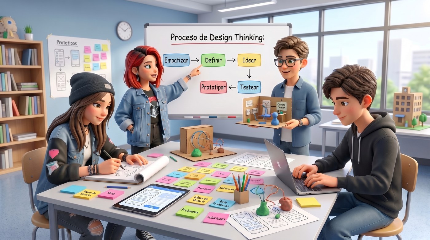 Estudiantes trabajando en Design Thinking