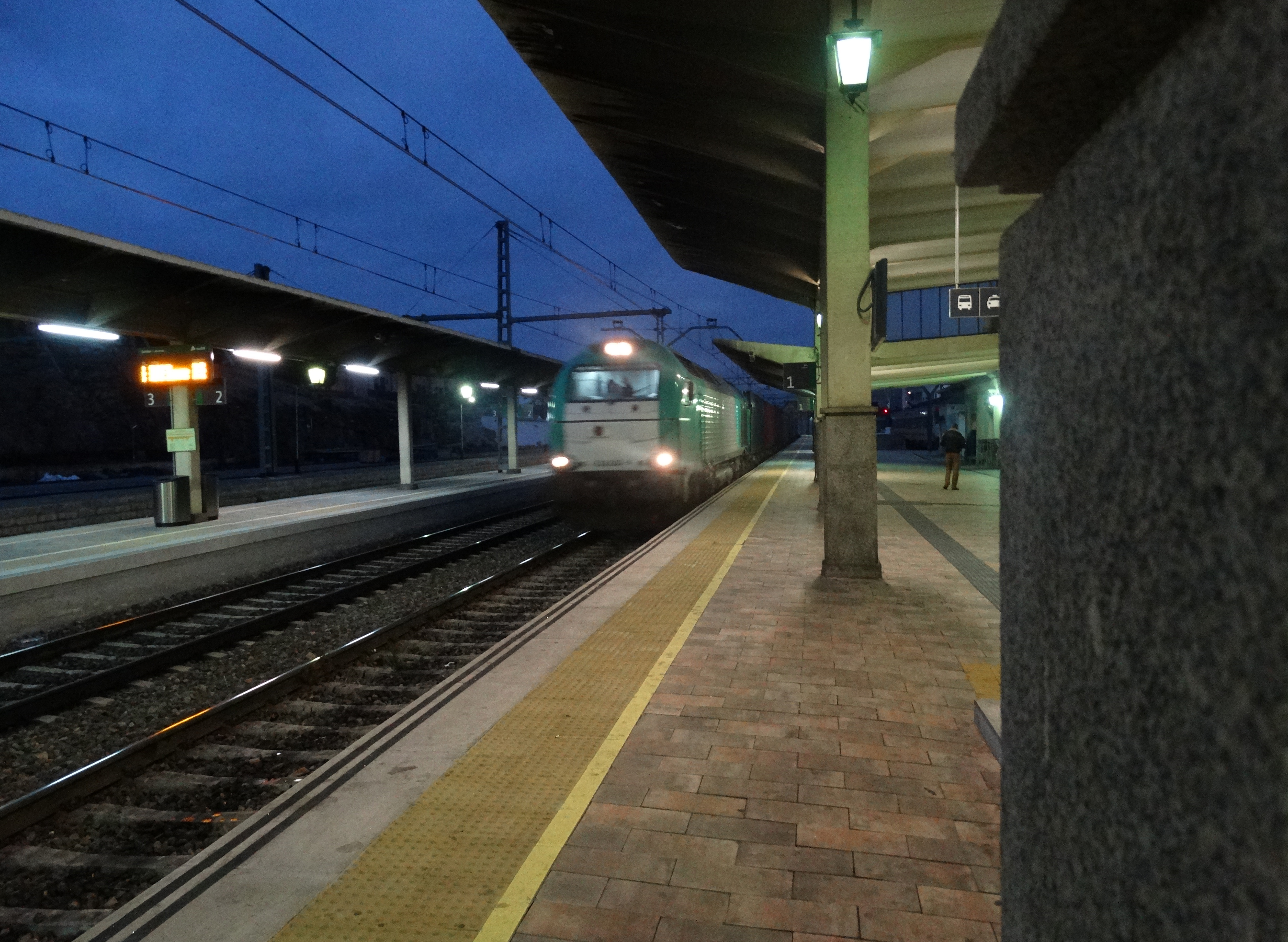 Tren atravesando la estación