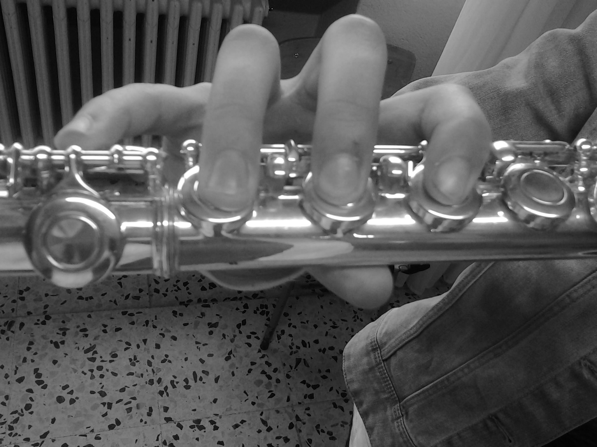 Detalle de la mano derecha del flautista