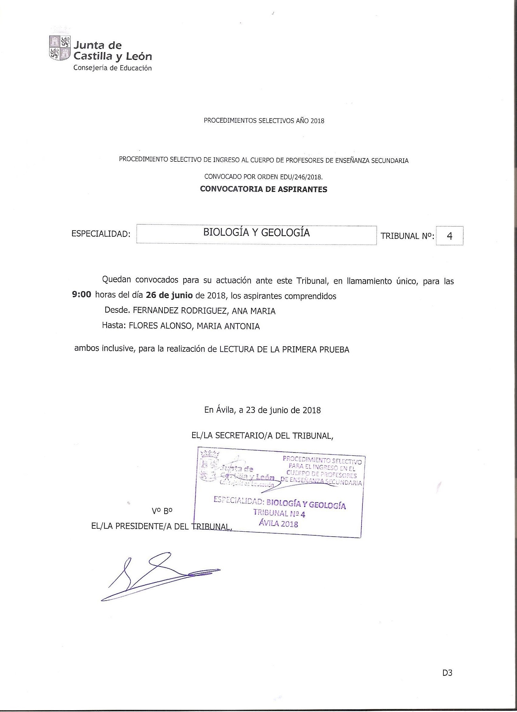 0590_ByG_T4_Convocatoria Lectura Primera Prueba 26 de junio 2018