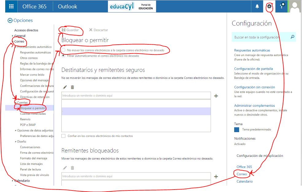 Cómo desactivar el filtro antispam del Outlook Web