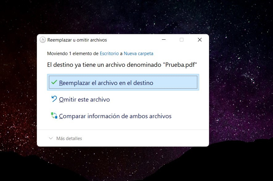 Reemplazar o mover archivos