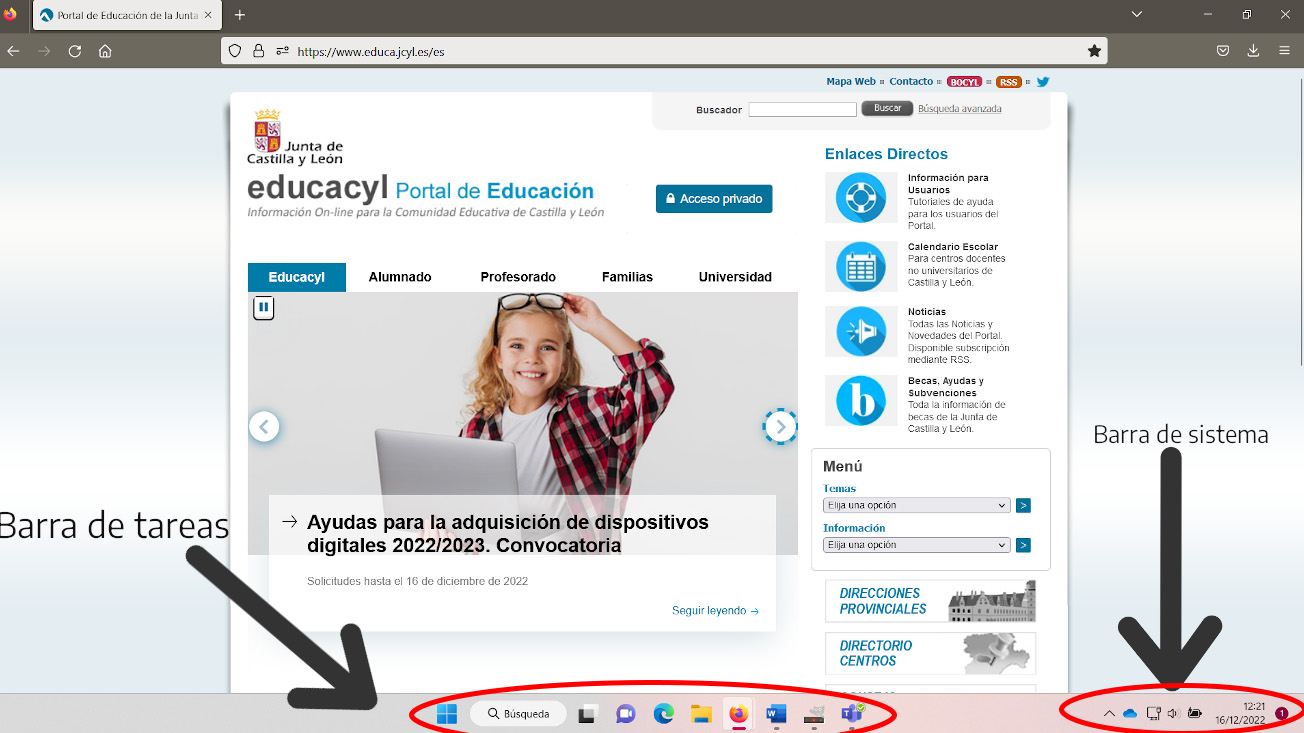 Localización barra de tareas