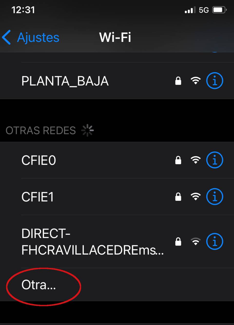 IOS. Escoger otra red