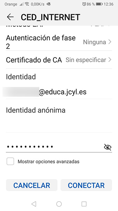 Android. Introducir usuario y contraseña.