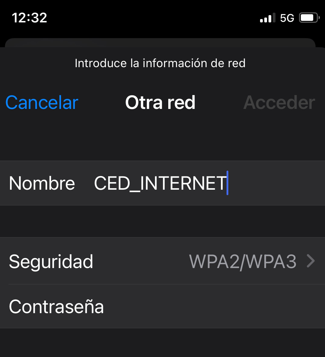 IOS Escribir nombre red