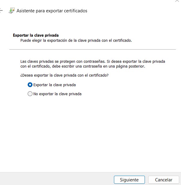 exportar certificado