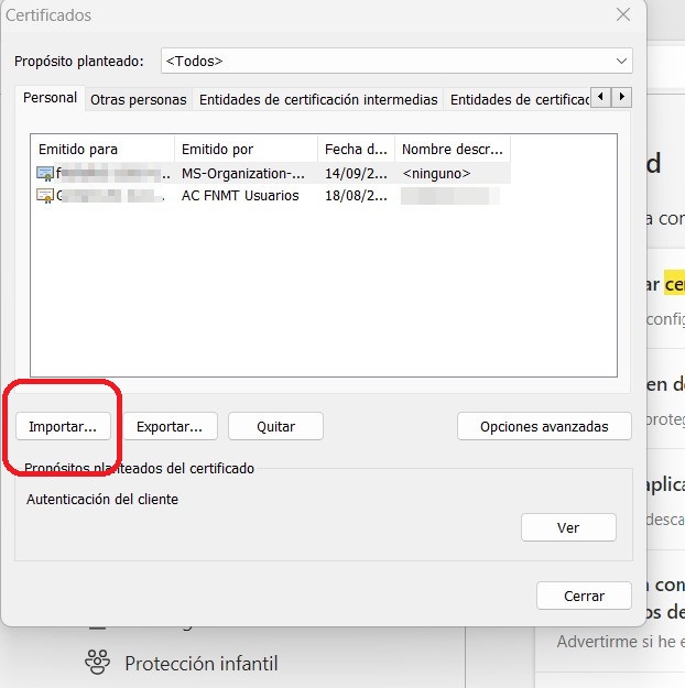 Importar certificado
