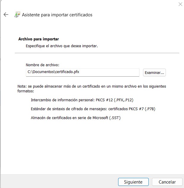 Importar certificado