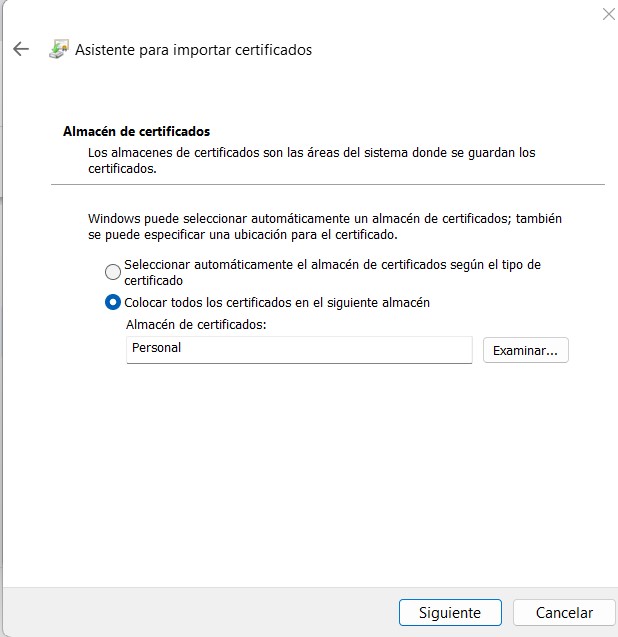 Importar certificado