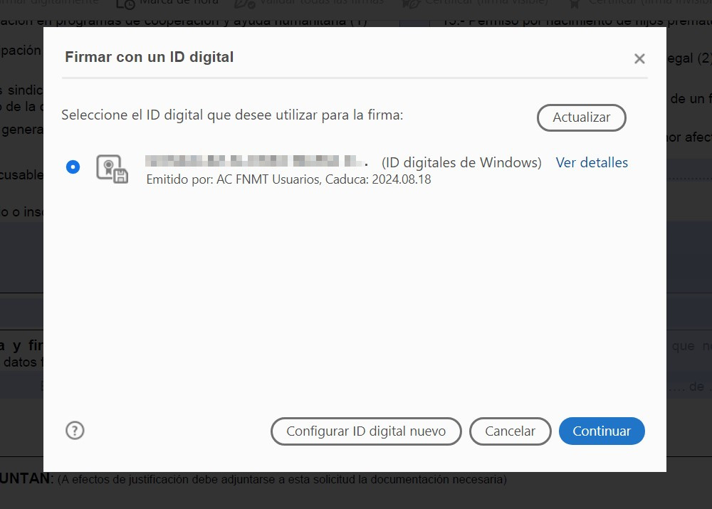 seleccionar certificado