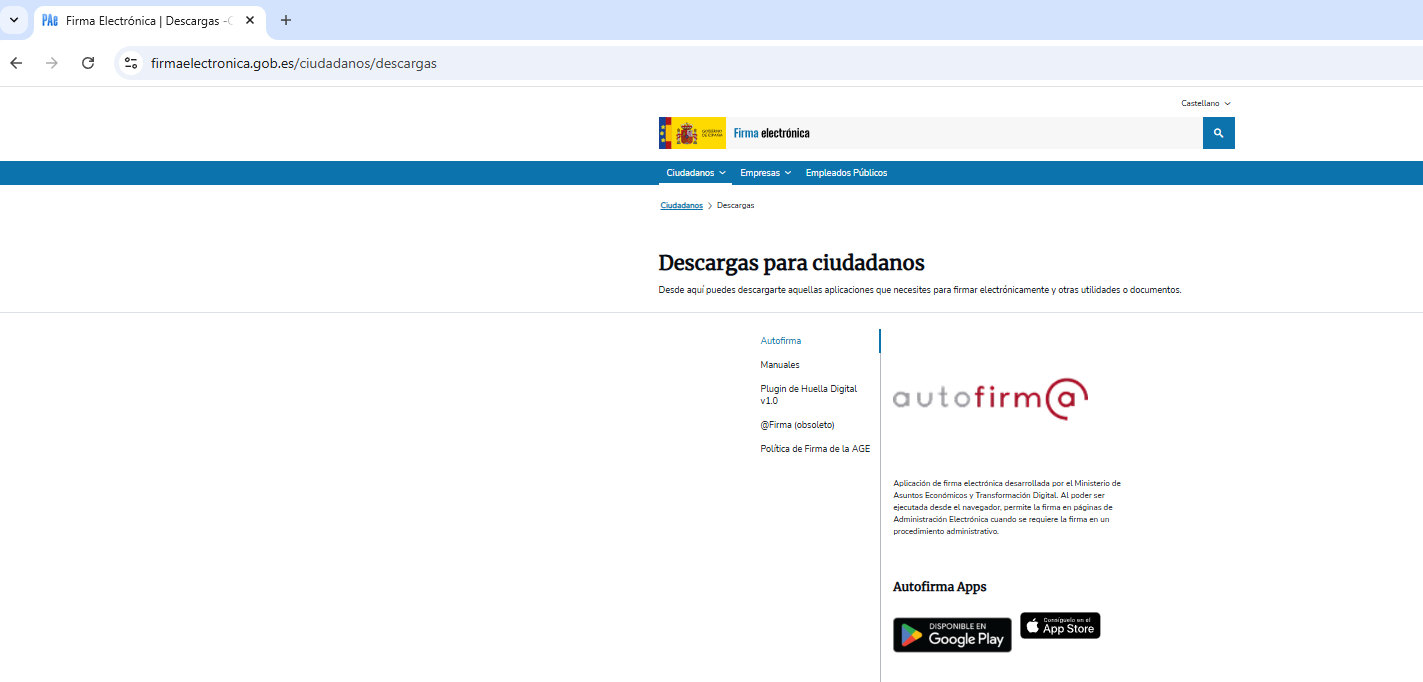 Descarga de autofirma