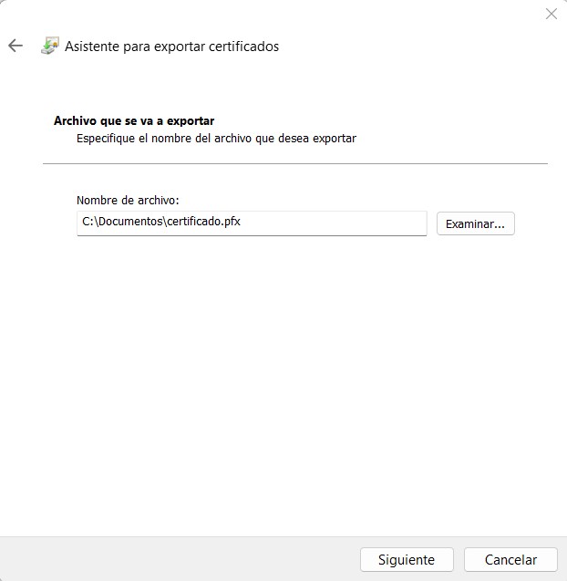 Exportar certificado