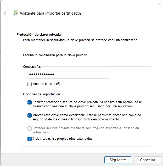 Importar certificado