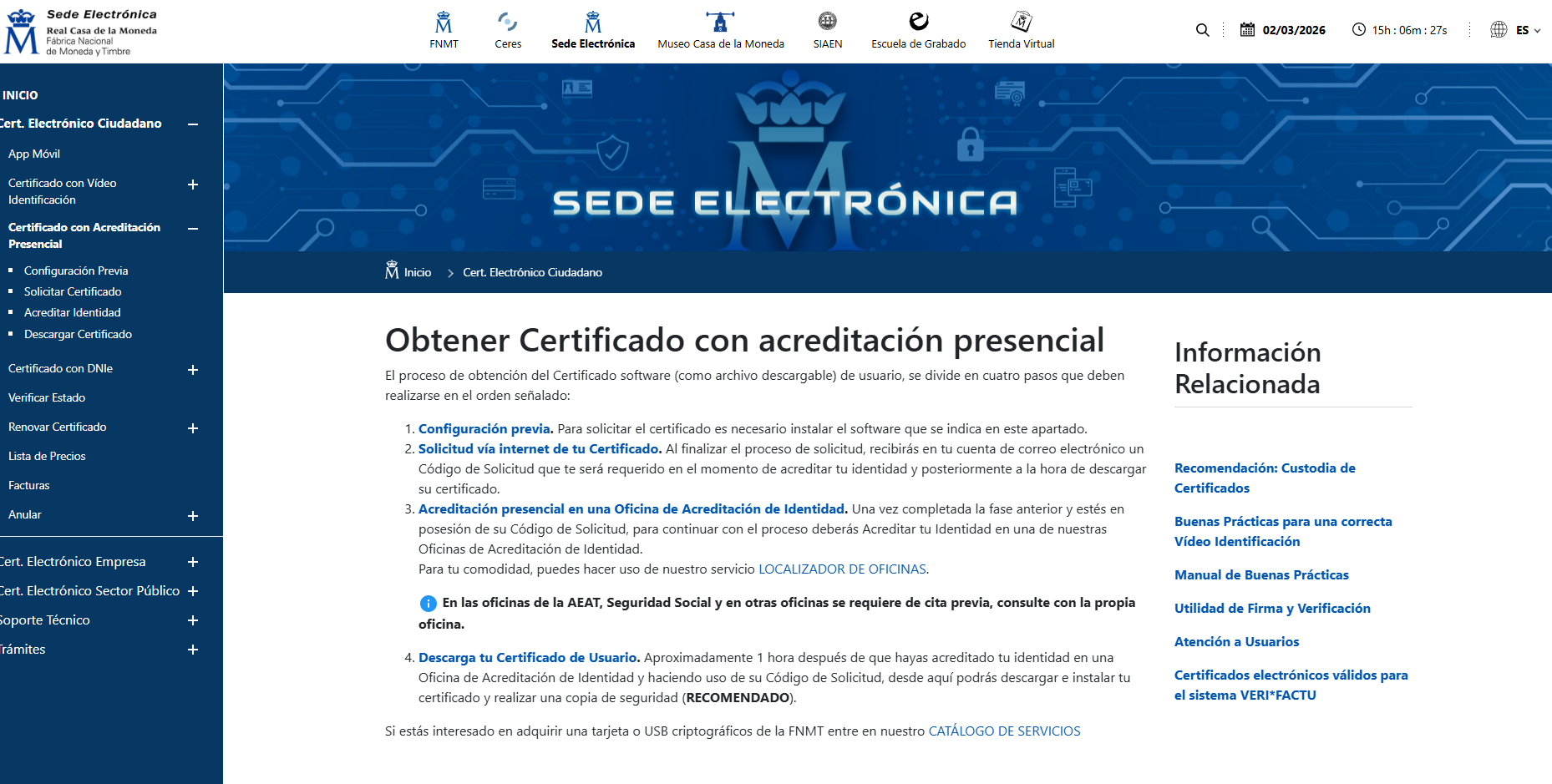 Obtención de certificado electrónico