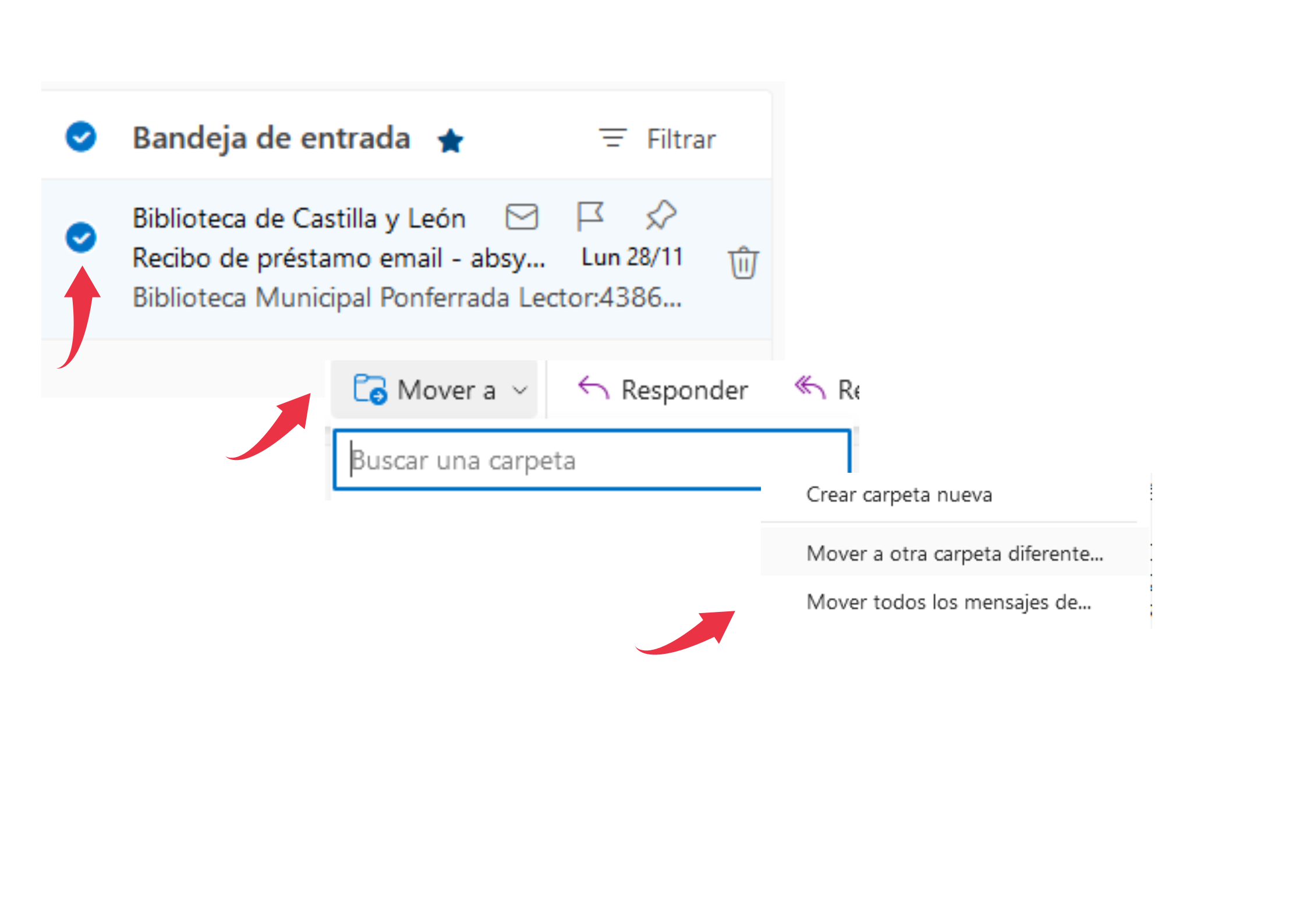 captura de pantalla mover a carpeta