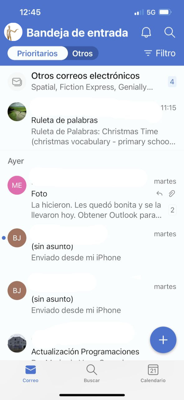 Captura Outlook móvil Captura outlook móvil