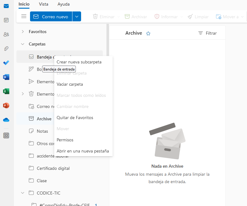 captura de pantalla crear carpetas