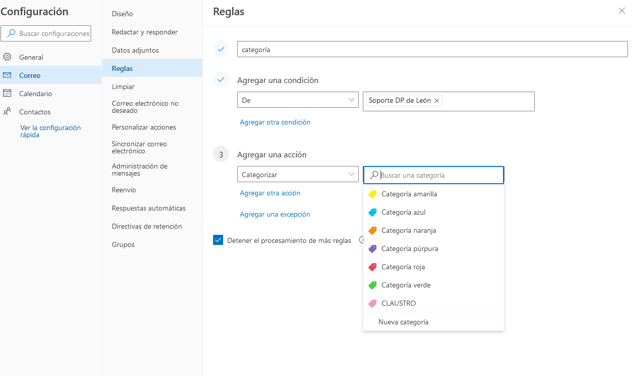 Captura regla categoría