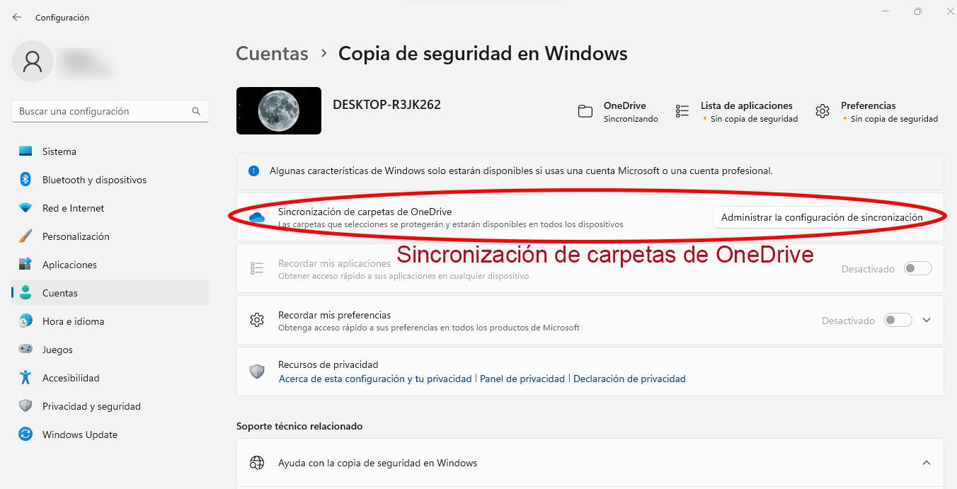 Sincronización de carpetas de OneDrive