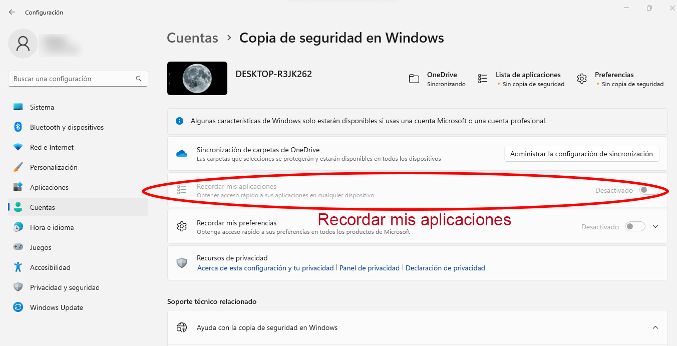 Recordar mis aplicaciones