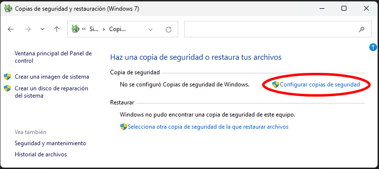 Configurar copias seguridad