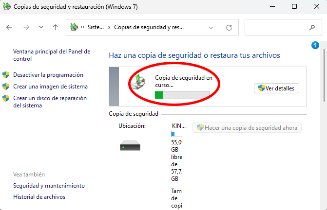 Copia de seguridad en curso