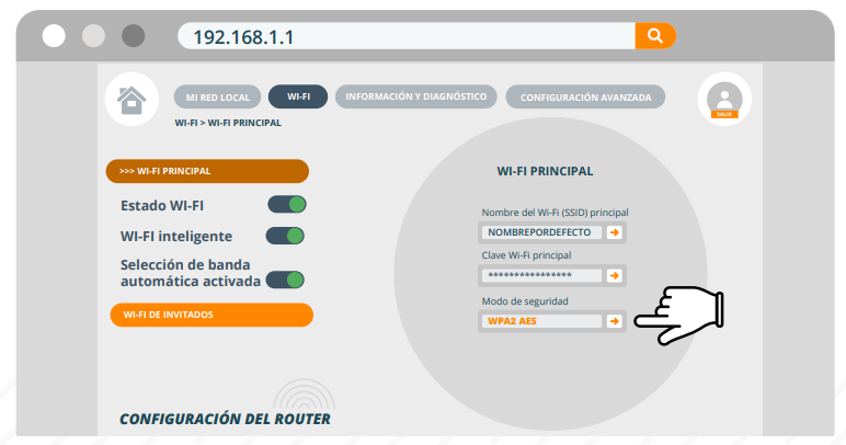 Uso del cifrado WPA2