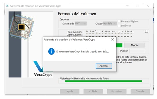 El volumen se ha creado con éxito