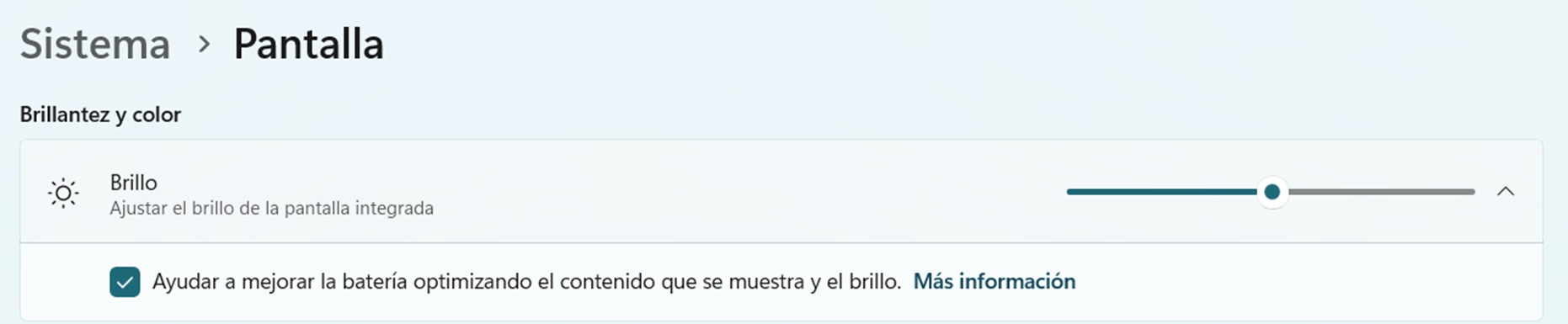 Configuración de brillo de pantalla