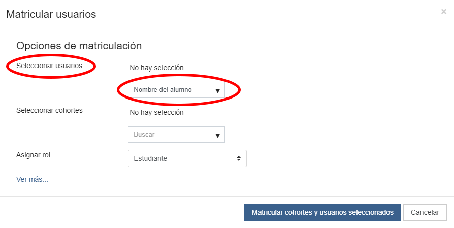 Búsqueda de alumnos Moodle