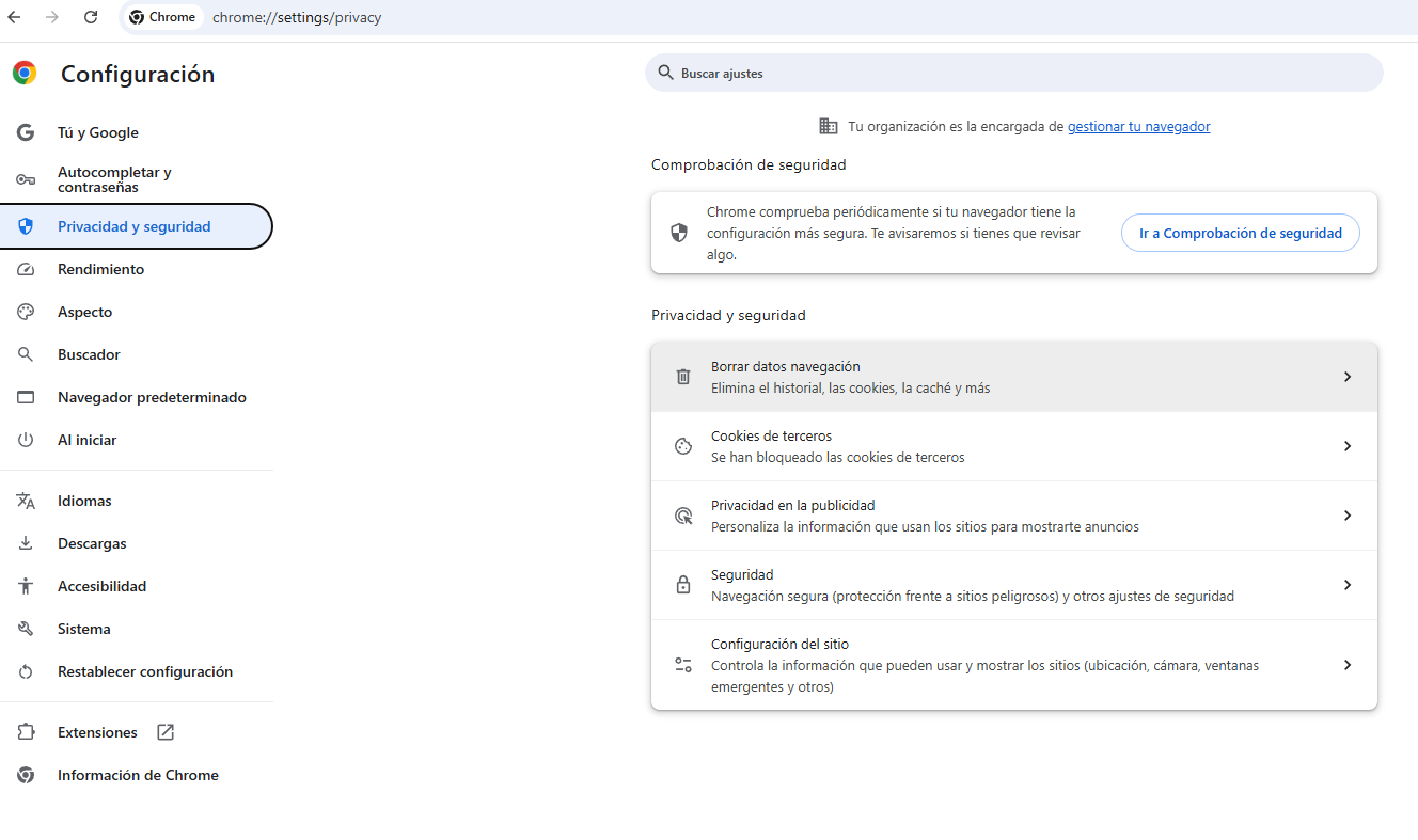 cómo borrar los datos de navegación en Chrome