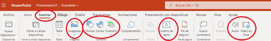 Insertar imágenes, texto y multimedia