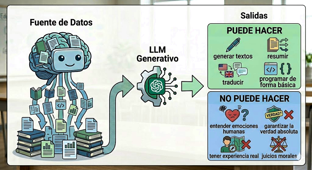 Infografía con lo que puede o no hacer la IA