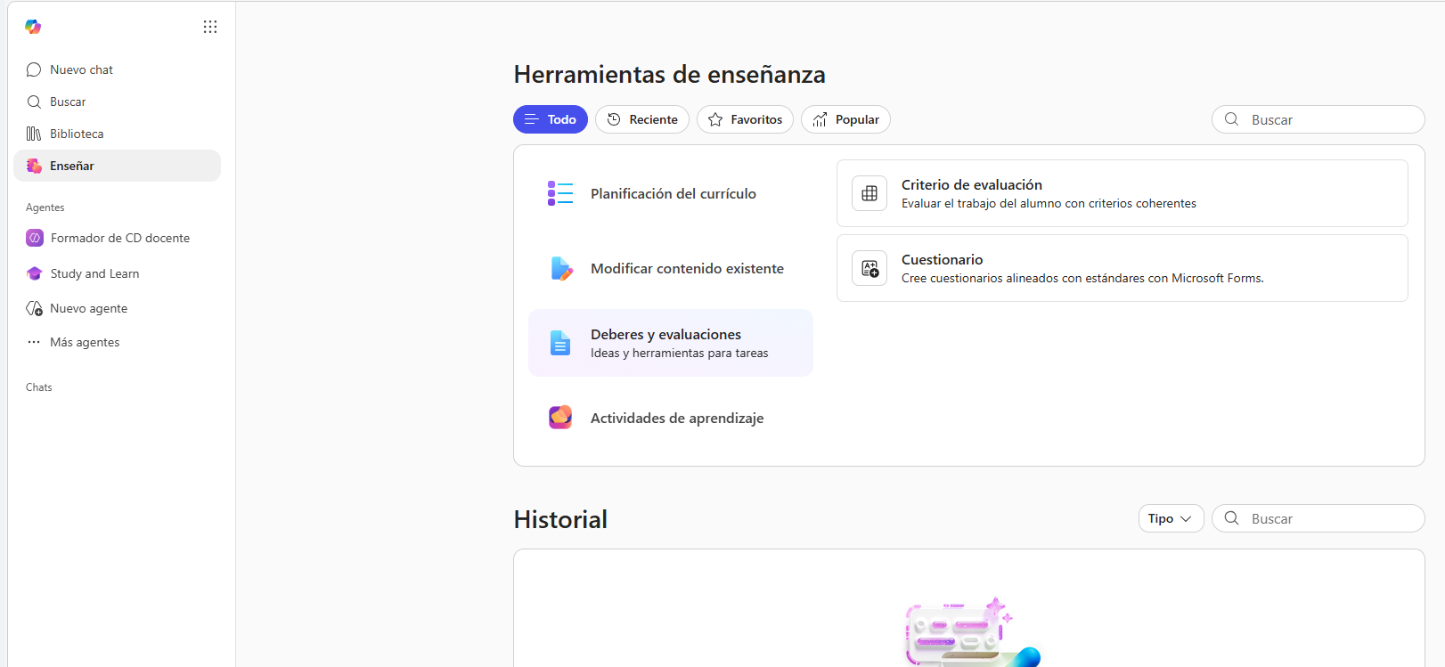 Imagen de opciones Enseñar
