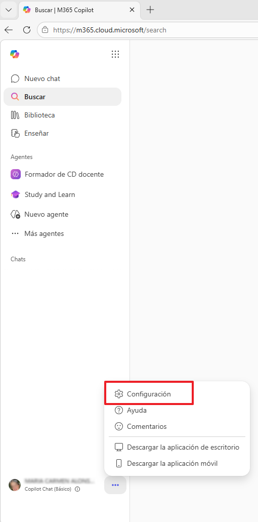 Imagen configuración del usuario