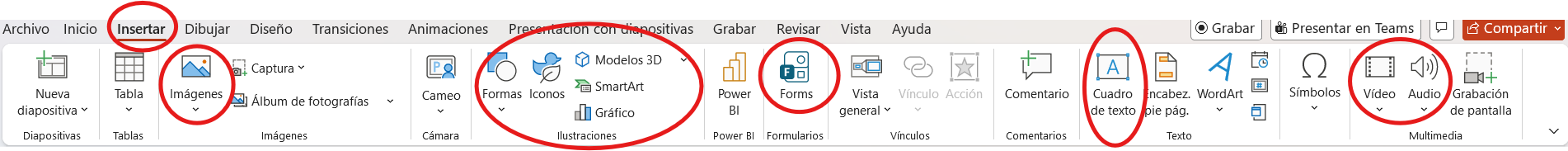 Insertar imágenes, texto y multimedia Insertar imágenes, texto y multimedia