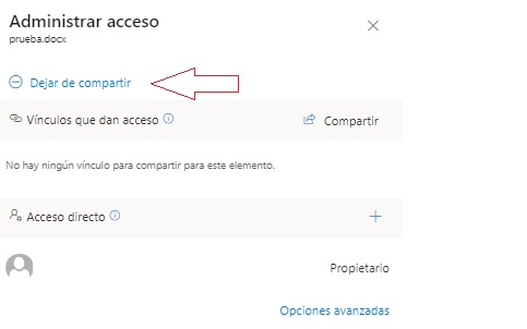 Dejar de compartir archivo