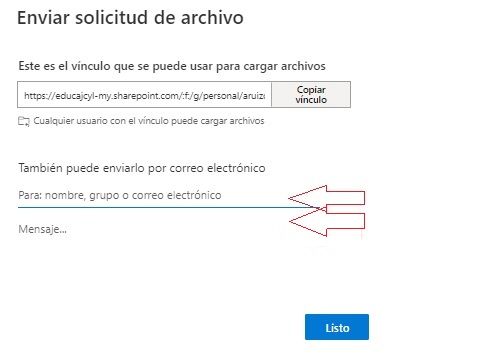 enviar solicitud de archivo.