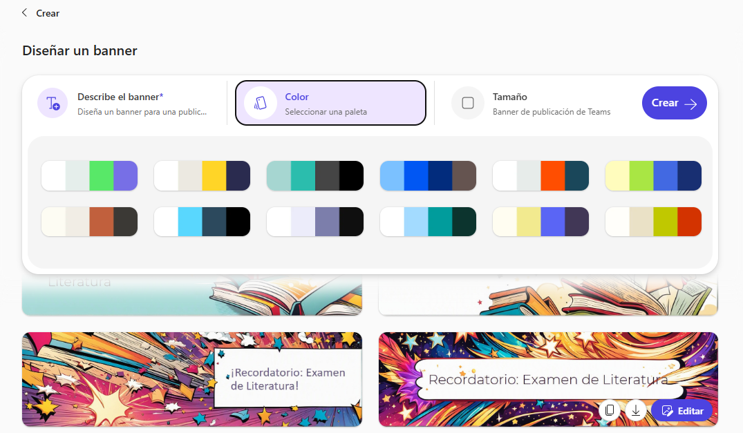 Banner paleta de color