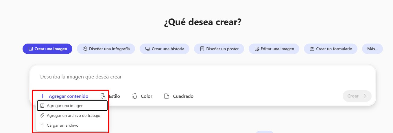agregar contenido