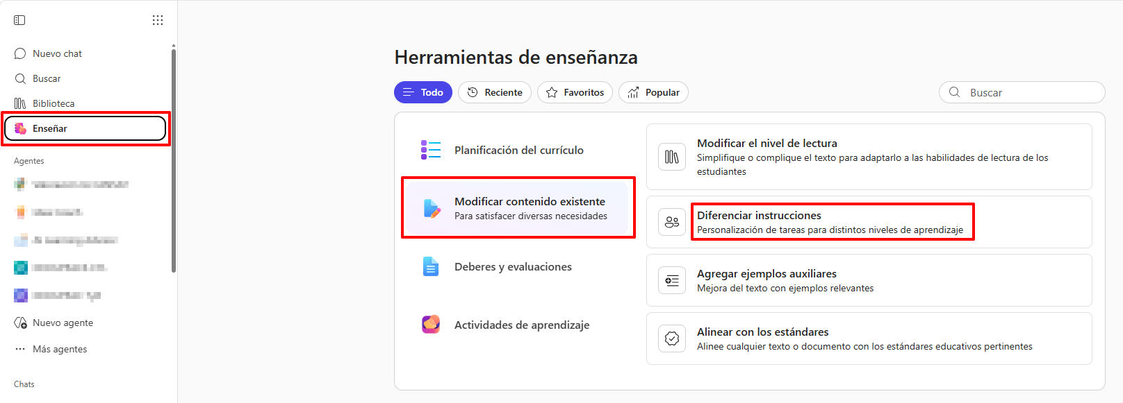 Enseñar Modificar Diferenciar instrucciones