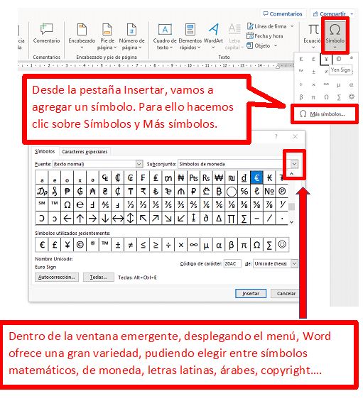 Insertar símbolo
