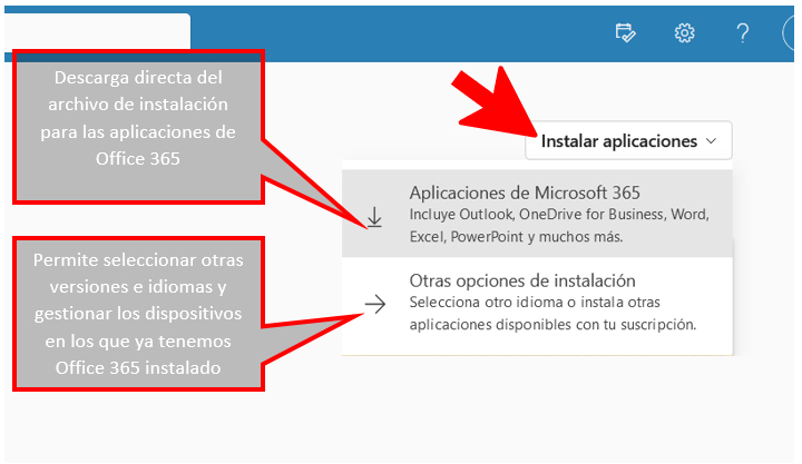 Descarga del archivo de instalación de Office 365