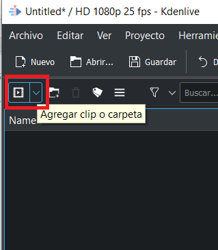 Botón añadir clips