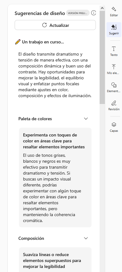 Pantallazo de herramienta Editar imagen. Herramientas Sugerir